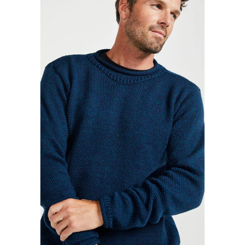 Aran Woollen Mills Merino Wool Roll Neck Sweater Navy